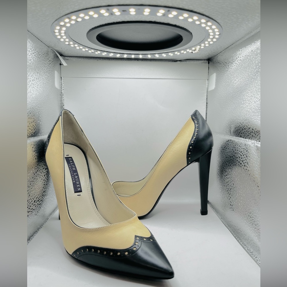 BNWOT!! Ralph Lauren Collection Purple Label Wingtip Pointed Two-Tone Pumps